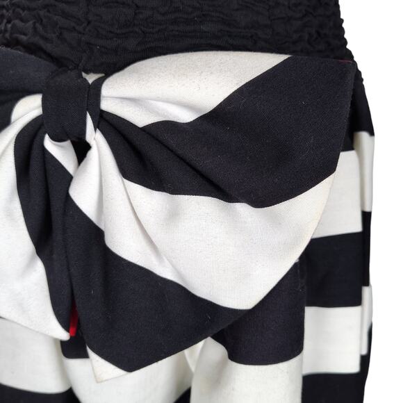 Vintage 80s Huey Waltzer Darcy Party Dress Size S Striped Drop Waist Full Skirt - Picture 7 of 15